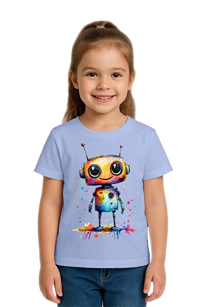SEDİRLİ Унисекс детска тениска с принт на робот, изработена от памучен джърси