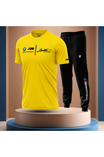 Bulvar Lee Men's Crew Neck Bmw Printed T-Shirt Tracksuit Set / Car