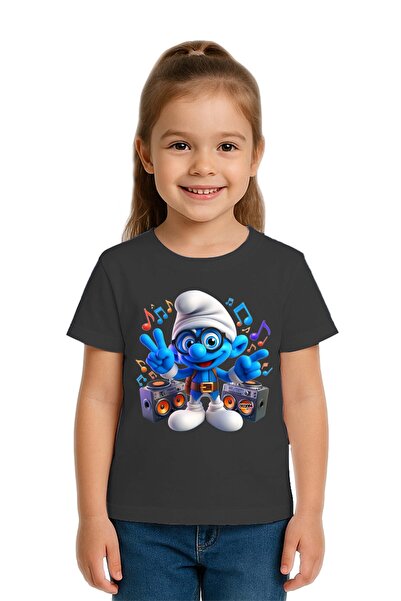 SEDİRLİ Tricou unisex pentru copii Smurfs cu imprimeu bumbac bucăți din bumba...