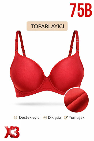 PRUSA İÇ GİYİM Women's Padded (Supported) B Wired t Shaping / Sculpting Red B...