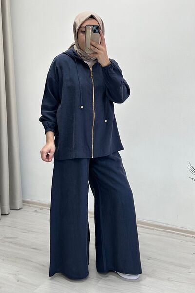 T Moda Store طقم إيكرو تكس كوبرا تانسل من القماش المريح ذو قصة واسعة مع بنطلو...