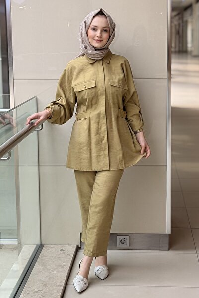 Ghisa Beli Kemer Detaylı Cepli Gömlek Pantolon Takım