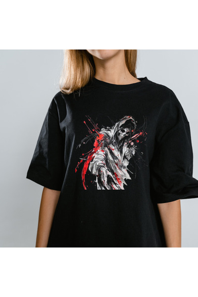 TİMİSİVA Tricou unisex supradimensionat ARTISTIC cu imprimeu guler rotund cu ...