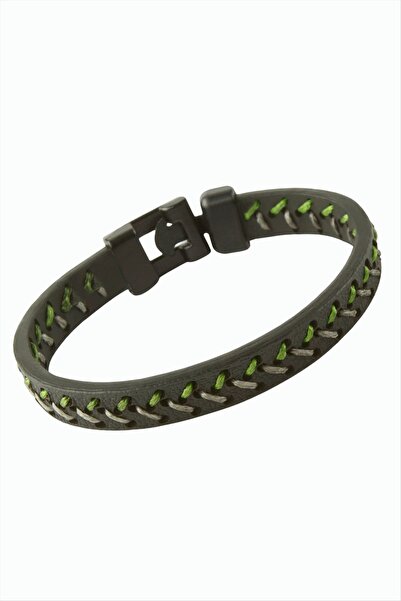 Bijuteri Net Quality Faux Leather Bracelet with String