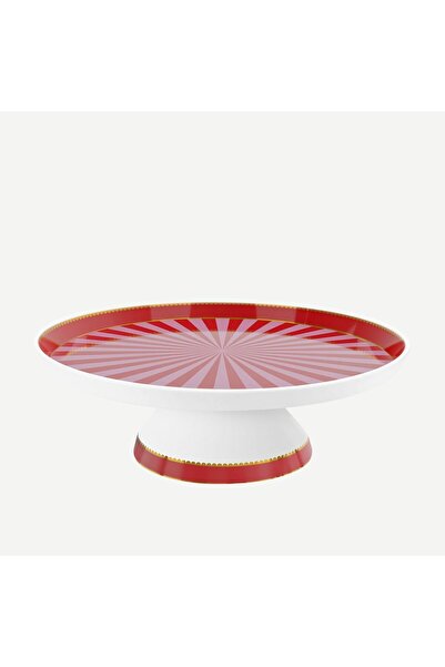 moontime alaçatı Kırmızı Pembe Porselen Kek Standı 24 cm, Şık ve Zarif Sunum ...