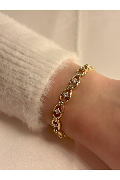 Nilly Jewellery Zirkon Taşlı Oval Zincirli Bileklik