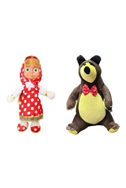 MASHASHOP Set of 2 Plush Toys, Masha and the Bear Misha, Multicolor, 25 cm