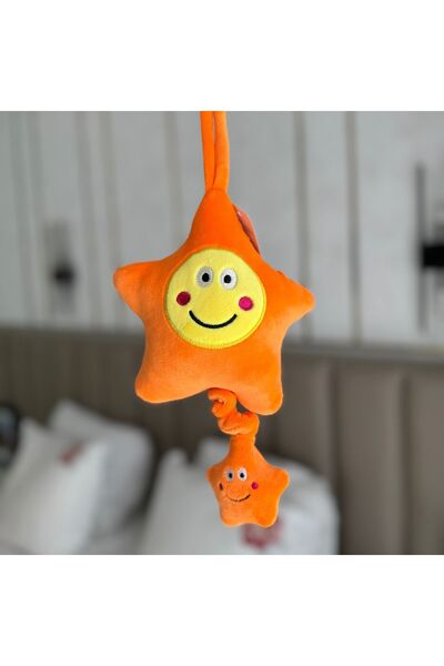 OEM Mobil muzical pentru bebeluși, stea, 42 cm – portocaliu/galben