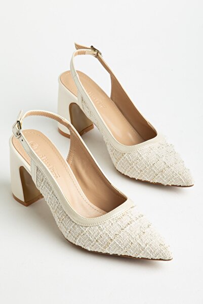 Dilimler Ayakkabı Plus Size Women's Block Heel Pack Shoes Beige Knitwear Over...