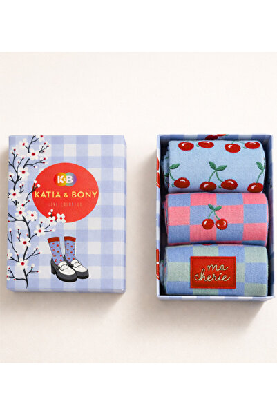 Katia&Bony Kadın 3'lü Kiraz Desenli Kutulu Soket Çorap