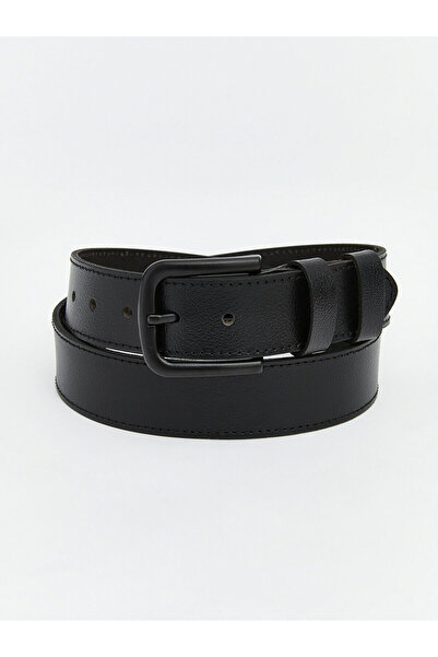 LC Waikiki Μαύρη δερμάτινη ανδρική ζώνη με μεταλλική αγκράφα