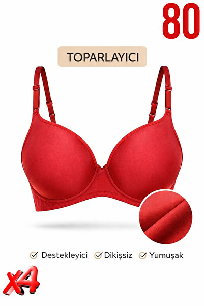 PRUSA İÇ GİYİM Women's Padded (Supported) B Wired t Shaping / Sculpting Red B...
