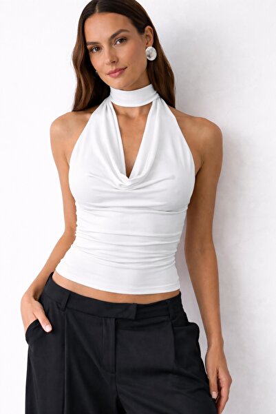 BESTYSO Ženska bluza Halter izrez i bluza sa lađastim izrezom 2 različite upo...