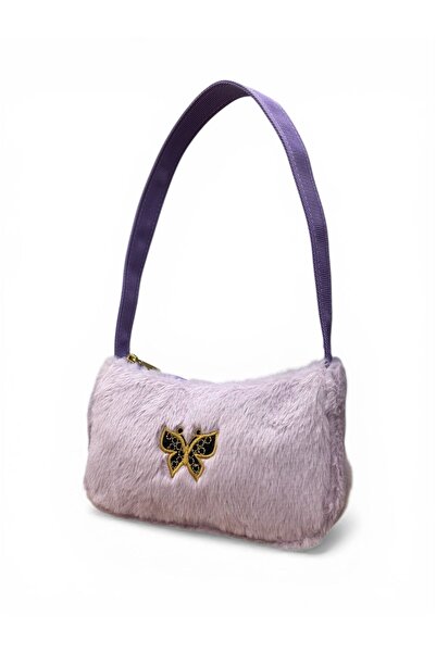 çantaevim pluș Copil geantă de umăr Fluture cu model Liliac brodat