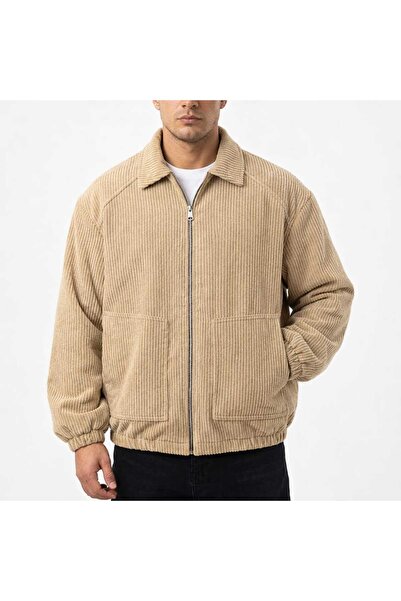 FULL AND FULL Erkek kadife fitilli owersize mont