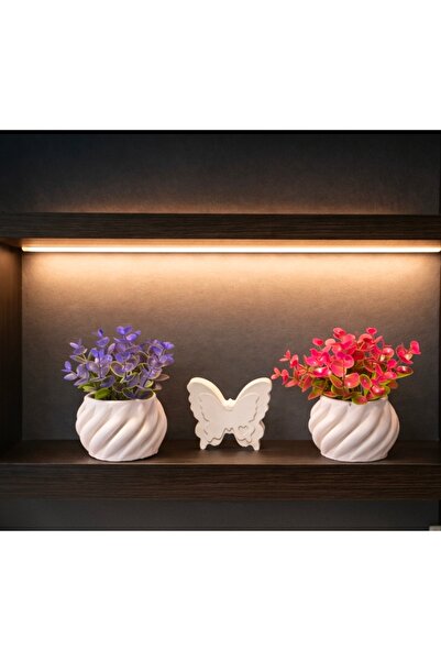Çiçek Modern beton saksı kelebek ve renkli bitkiler
