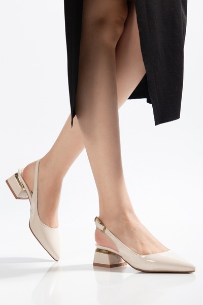 bolmar Women's Short Heeled Patent Leather Open-Back Shoes