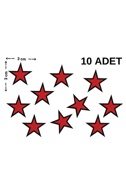 Megas Etiket Ütü ile Yapışan Kırmızı Yıldız Set Dokuma Arma/Yama