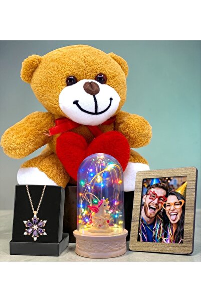 MEGA KANYON Kişiye Özel Fotoğraflı Hediye Seti & Renkli Işıklı Fanus, Ametist...