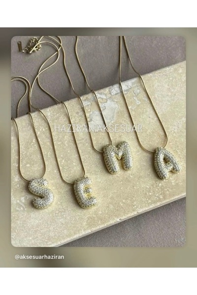 Haziran Aksesuar Balon Model Büyük Harf, Çelik Kadın Kolye, Z Harfi