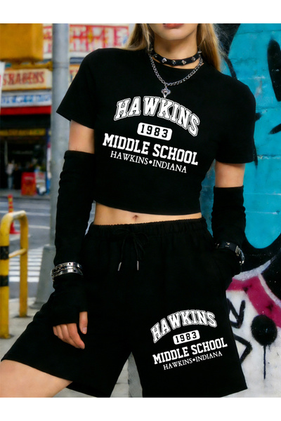 NOISSEY Summer Hawkins Middle School cu imprimeu Babby Tee tricou Pantaloni s...