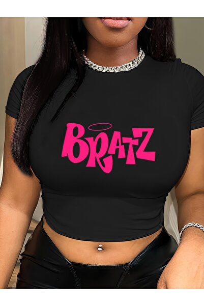 NOISSEY 100% bumbac Tricouri pentru femei Crop tricou Y2k Pink Bratz Letter c...