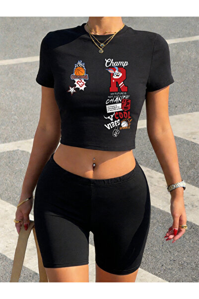 NOISSEY ملابس صيفية من كاليفورنيا ليترز مطبوع بابي تيلار وشورتات نسائية من قط...