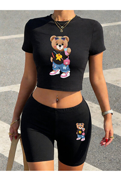 NOISSEY Trend Bear Sister Drinks Drinks Ba cu imprimeu abby TeeT- tricou ort ...