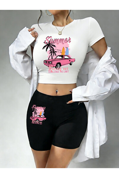 NOISSEY Hot Sweet Summer Race Car cu imprimeu Babby Tee și pantaloni scurți p...