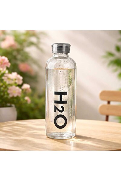 MATMEL H2O Glass Bottle - Transparent / Gray - 1 Lt