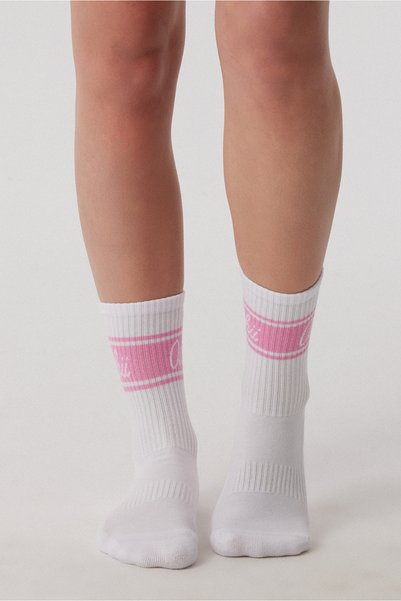 Oishii Rei Spor Socks Dasty Pink Handwritten Pattern