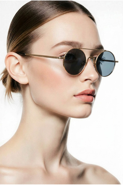 chd-store Macerati, Unisex Gold Metal Round Frame Uv400 Sunglasses, Glasses C...