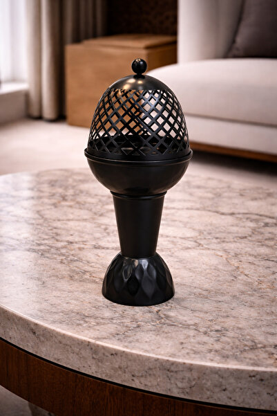 Generic (Unbranded) مبخرة مودرن ملكية - أسود كروم لامع بتصميم هندسي