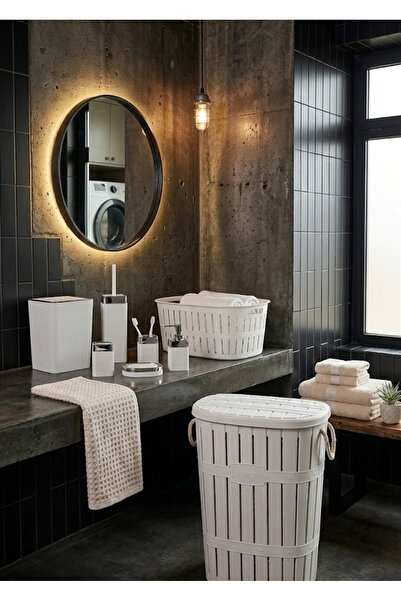 Buclee VİRA 7 Parça Lüks Banyo Seti 65 Lt Çamaşır Sepeti + Çamaşır Selesi & 5...