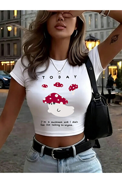 NOISSEY I'M A Mushroom cu imprimeu Tricouri Babby Tee pentru femei Summer Sof...