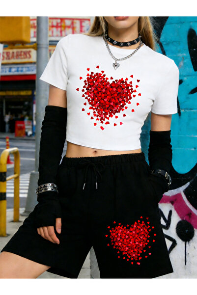 NOISSEY Summer Red Heart Graphic cu imprimeu Babby Tee tricou Pantaloni scurț...