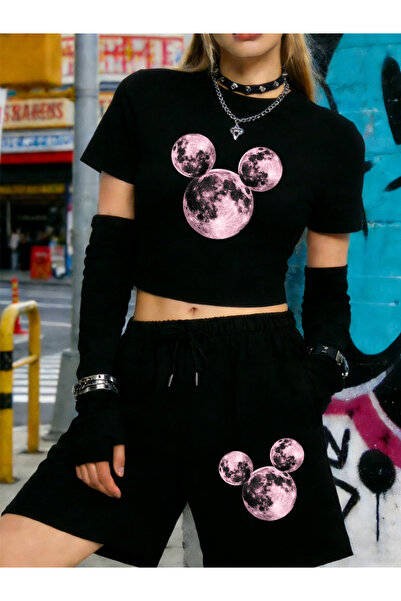 NOISSEY Summer Pink Planet cu imprimeu Babby Tee tricou Pantaloni scurți Set ...