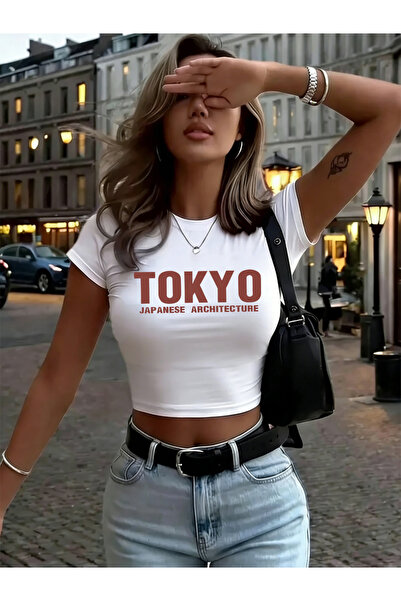 NOISSEY Ιαπωνικό Tokyo Letter Print Γυναικεία μπλουζάκια Crop T-shirt Καλοκαι...