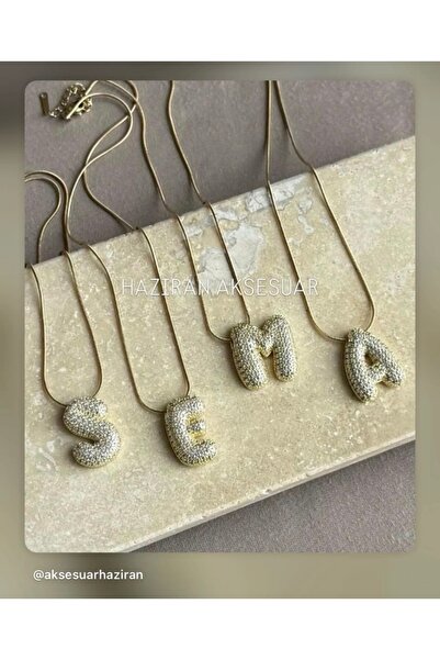 Haziran Aksesuar Balon Model Büyük Harf, Çelik Kadın Kolye, S Harfi