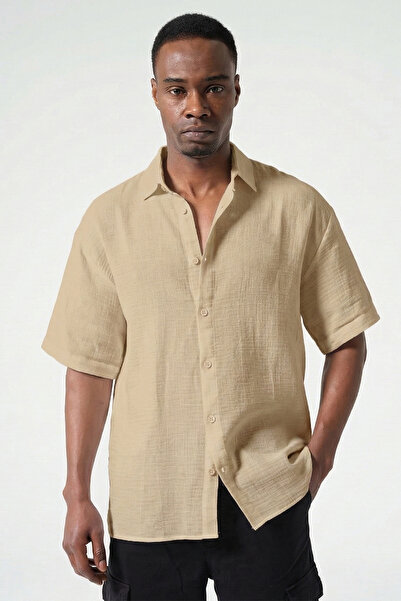 Domoda 100% pamuk Muslin tkana tkanina Udobna muška košulja kratkih rukava @M...