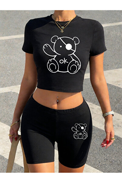 NOISSEY Summer Wear Kawaii Arrow Teddy Bear cu imprimeu Babby TeeT-shirt Pant...