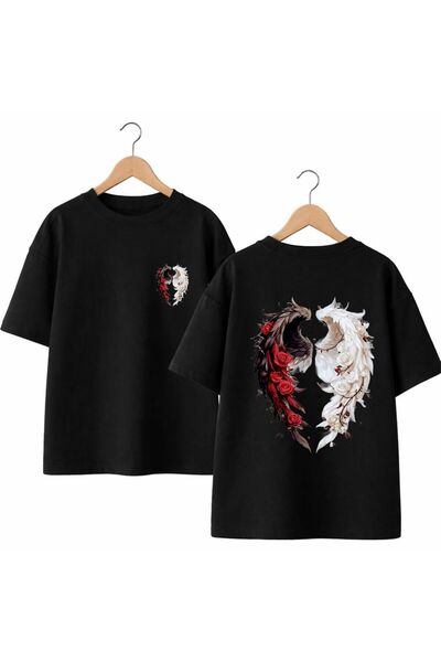 playwear تي شيرت Kanaat ذو شكل وردي للظهر والصدر مطبوع 100% قطن تي شيرت فضفاض...
