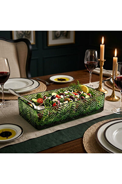 Glowvera Colorful Folia Hand-Cut Crystal Salad- Presentation Bowl - 12X24 cm