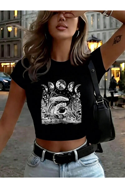 NOISSEY Frog Mushroom Moon Witch cu imprimeu Tricou Babby pentru femei Tricou...