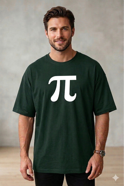 ALİ.COM Unisex Pi Count Printed Crew Neck Cotton Llu Oversized T-Shirt