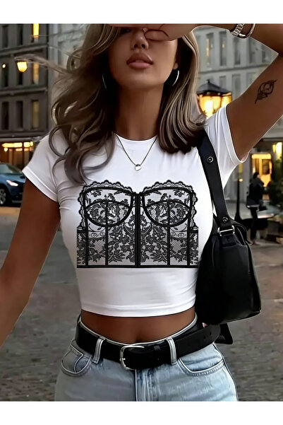 NOISSEY Σέξι γλυκά πικάντικα Δαντέλα Με σχέδιο Γυναικεία μπλουζάκια Babby Tee...