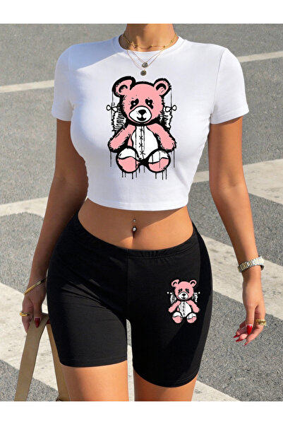 NOISSEY Hot Sweet Cute Bear Ready to Rest Printed Babby Teelar Shorts Women's...