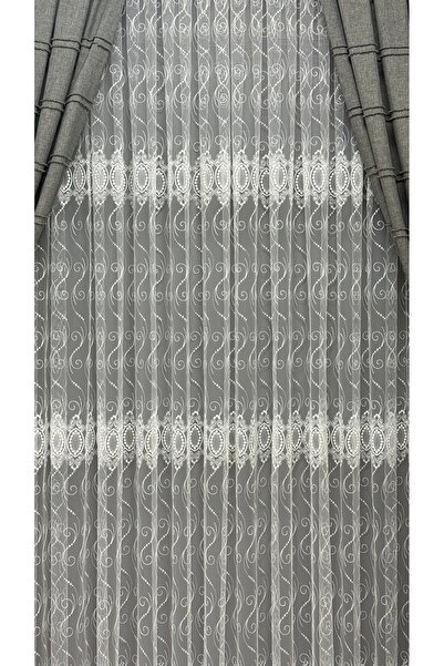 Görkem ستارة بيضاوية الشكل مطرزة بخطوط T ستارة تول 1/3 ذات ثنيات كثيفة