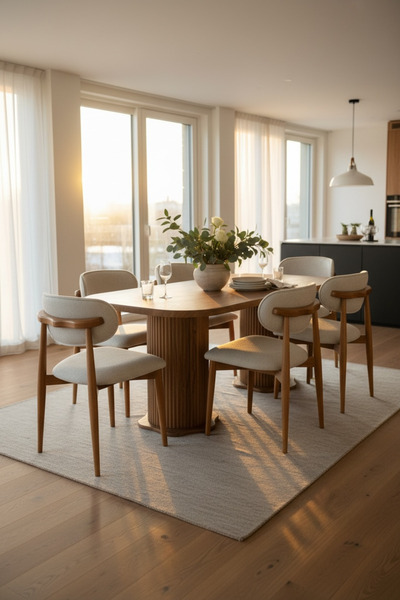 vilena Line Bohem Polo 6 Kişilik Yemek Masası Takımı – MDF Masa ve Ahşap Sand...