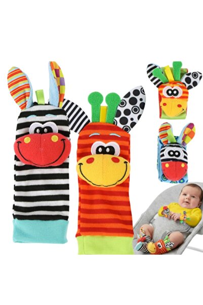 KESNUP Σετ από 2 διαδραστικές κάλτσες με κουδούνισμα και 2 βραχιόλια για μωρά...